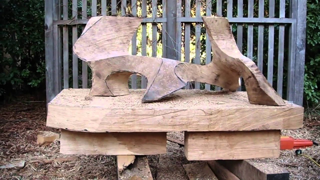 Carving the sculptural table 