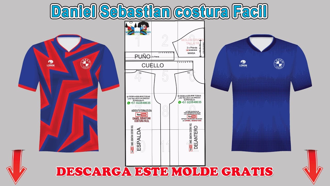 CAMISETA DEPORTIVA - Molde Talla 16 Gratis