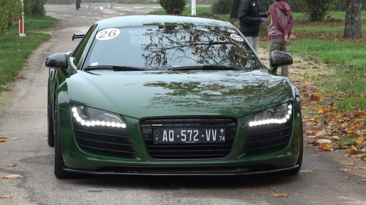 Sportcars arriving at the carshow - R8 V10, A110R, GT3 RS, GTR R35, SL55 AMG, R32 GTR, RX7...