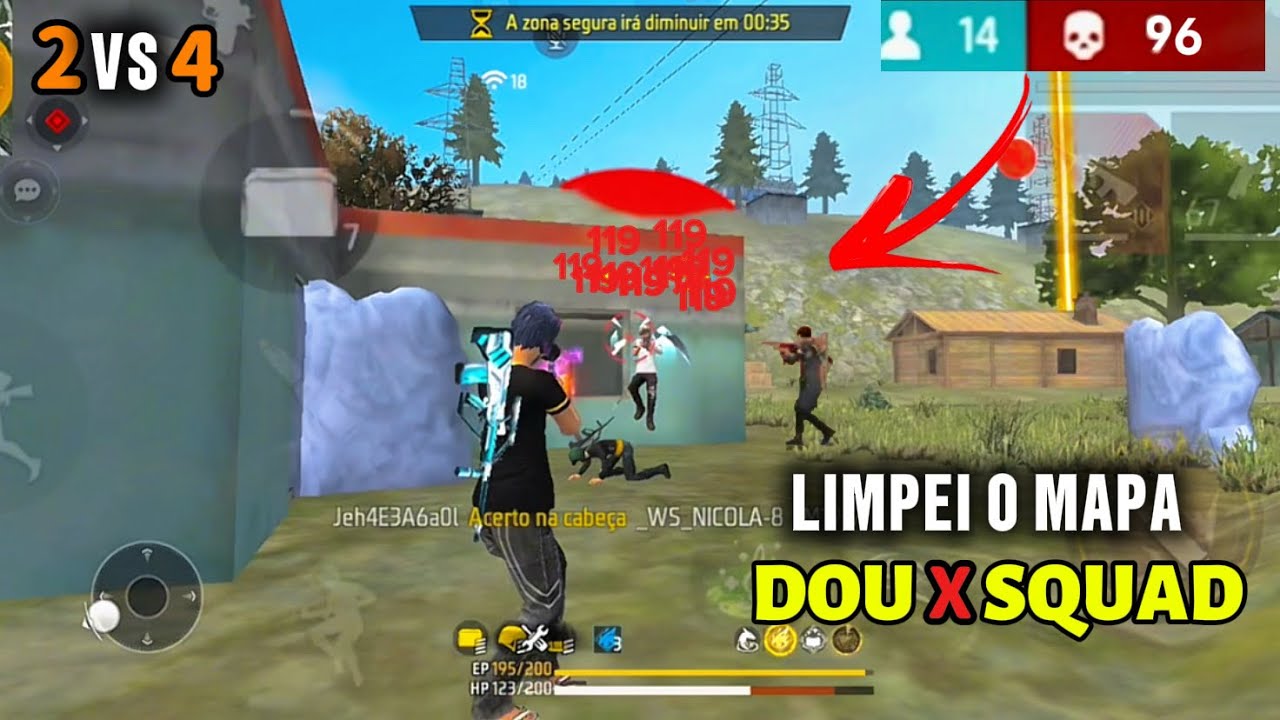 FIZ UM ABSURDO LIMPANDO O MAPA ,JOGANDO DOU VS SQUAD NA RANQUEADA, FREE FIRE MÓBILE!!