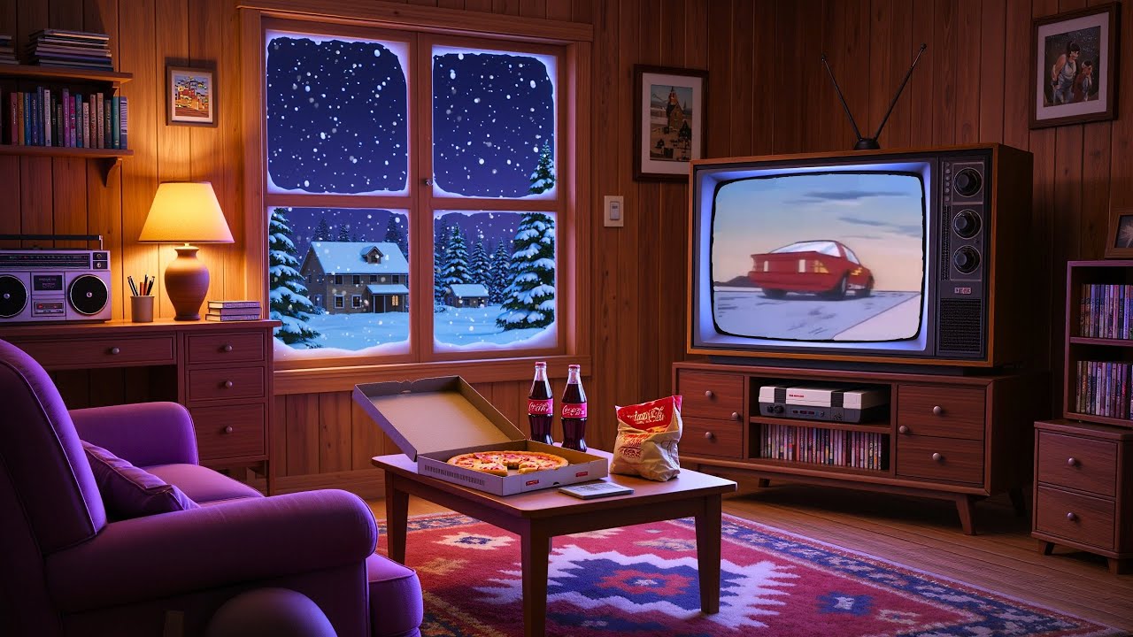 Winter Retro Living Room 1985 | Chill Lofi Synthwave Music | 80s Nostalgia Radio to work & relax to