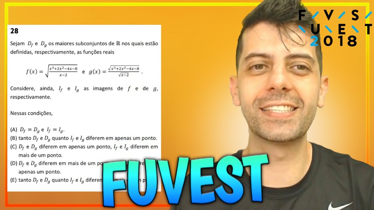 FUVEST 2018 - Q28 Mat - Sejam  Df e Dg os maiores subconjuntos de R nos quais