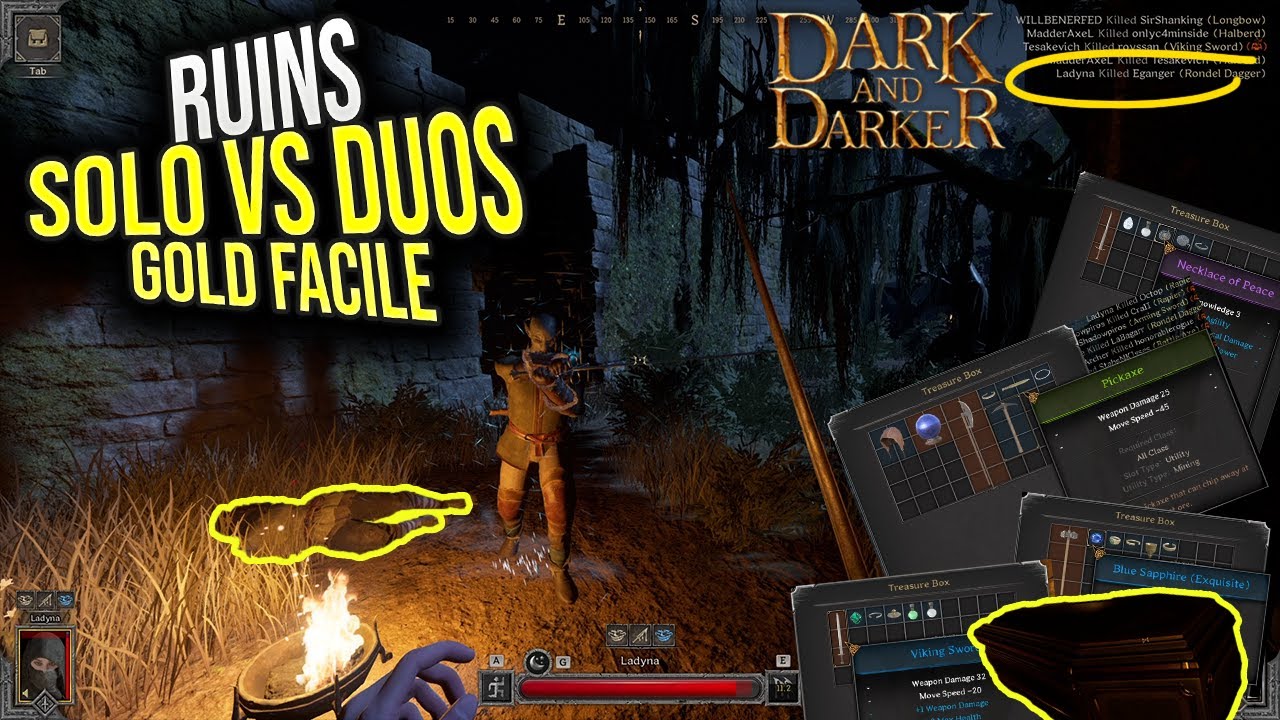 Solo naked Rogue vs Duo - Guide Gold facile dans les RUINS - Dark and Darker FR