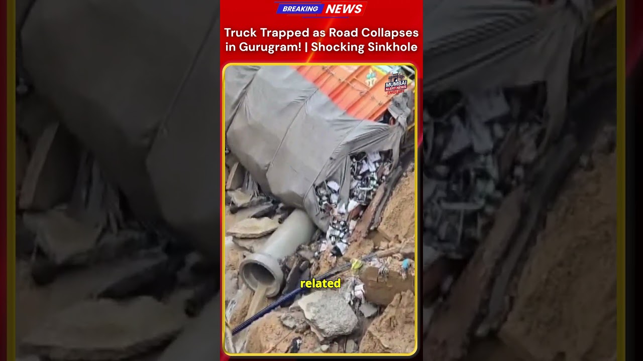 Truck Trapped as Road Collapses in Gurugram! | Shocking Sinkhole on SPR