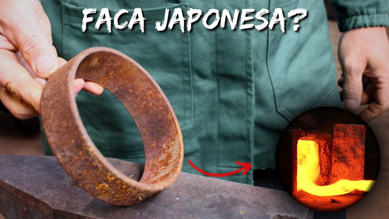 FORJANDO uma faca JAPONESA do zero! ... Como fazer faca Japonesa com CAPA de ROLAMENTO