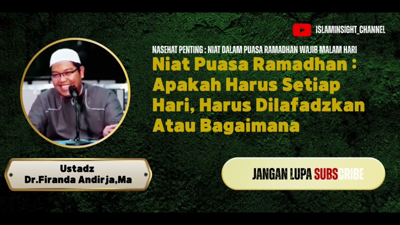 ⏯️ Kapan Niat Puasa Ramadhan ⁉️ Ustadz Dr. Firanda Andirja, Ma () 
