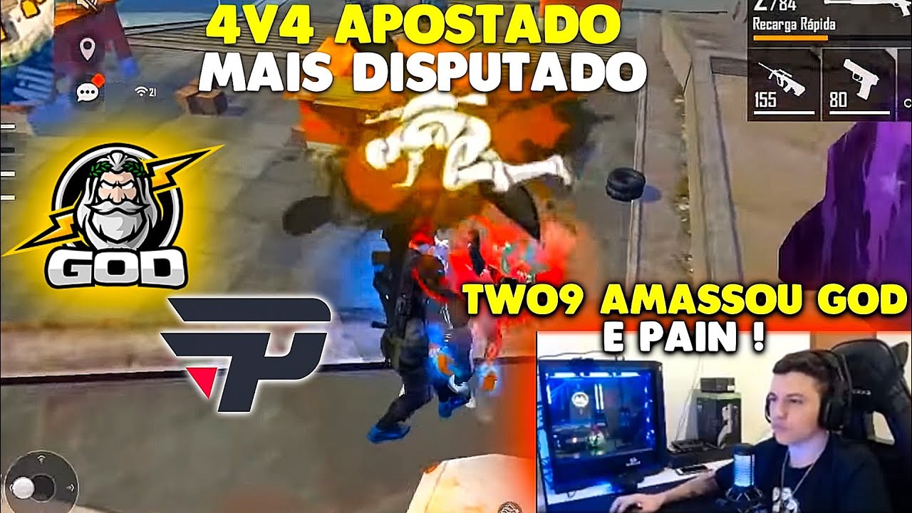 APOSTADO, TWO9 AMASSOU GOD E PAIN NESSE 4v4 MUITO INSANO - OLHA NO QUE DEU !!