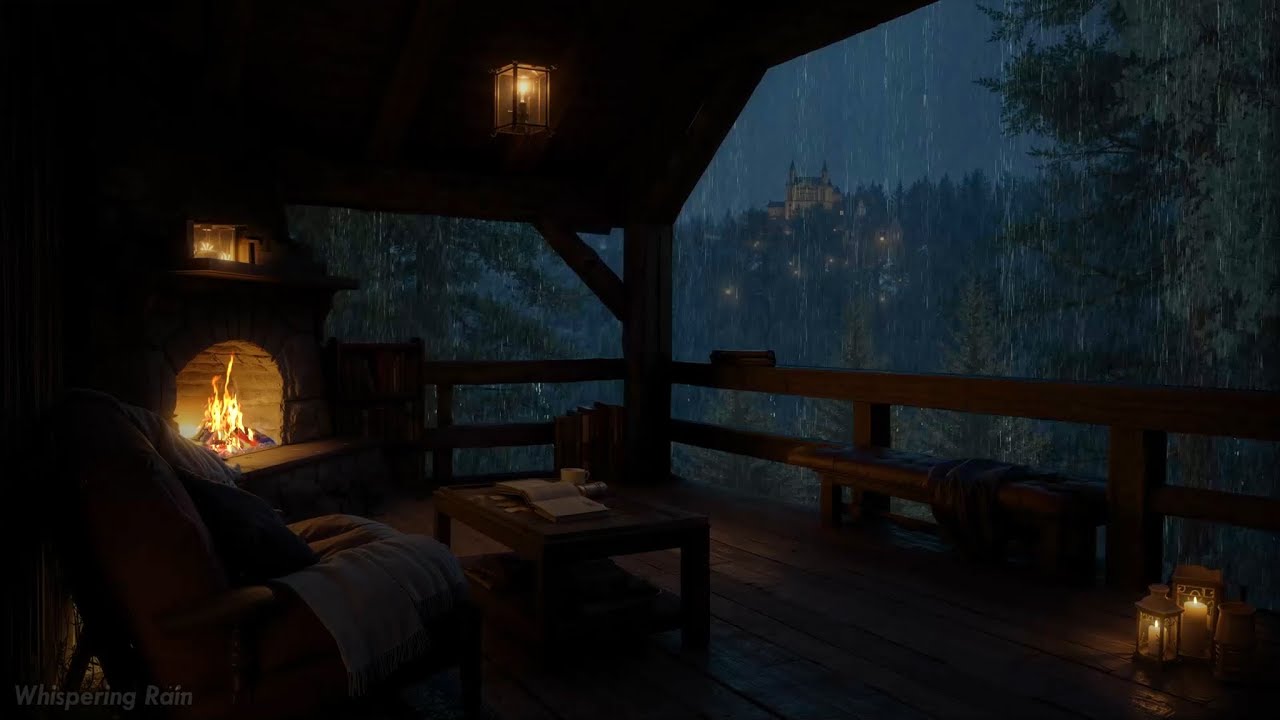 Night Has Fallen 🌧️ Gentle Rain, Thunder and Fire for Peaceful Sleep & Mindful Meditation