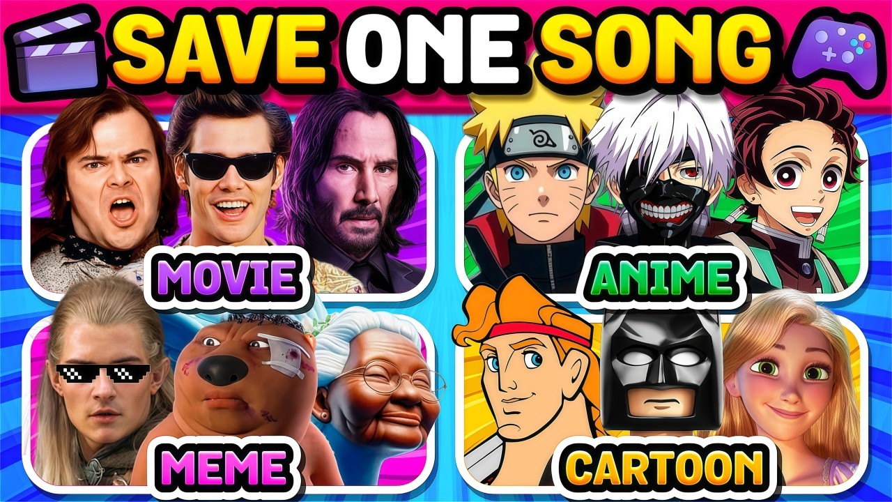 Save One Song: Movie, Anime, Meme, Cartoon | Music Quiz 2026