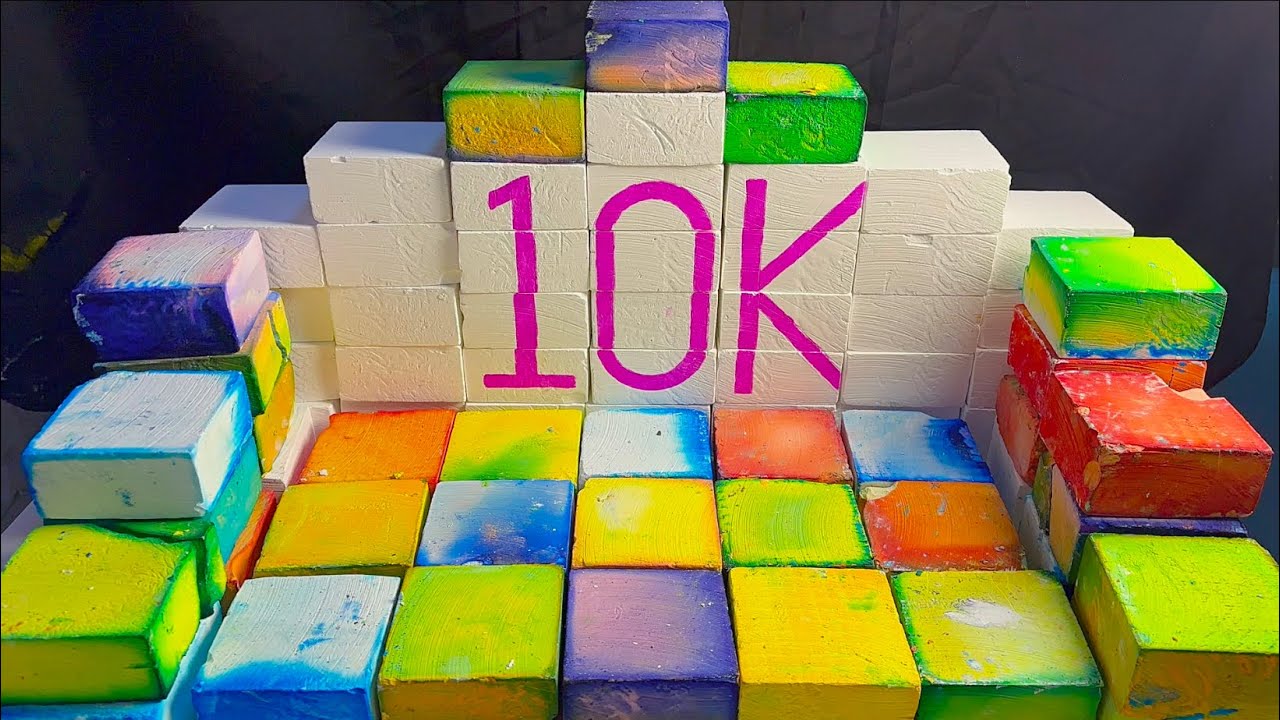 🎉10K Subscribers Special! 💕Dyed & Fresh Chalk ASMR | Super Crunchy Textures & Satisfying Cracks