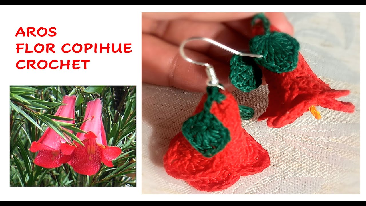 Aritos Copihue a Crochet🌺😍