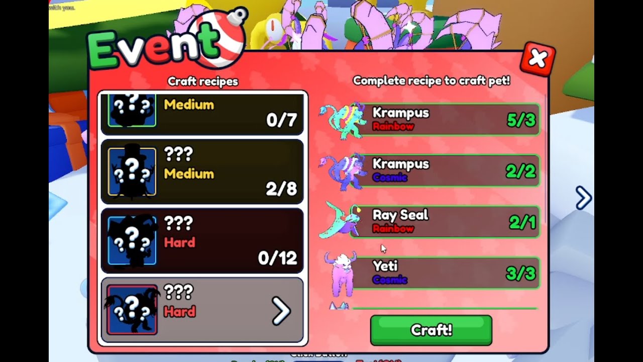 I managed to get the best crafted pet in Clicker Sim X! (Christmas Update)