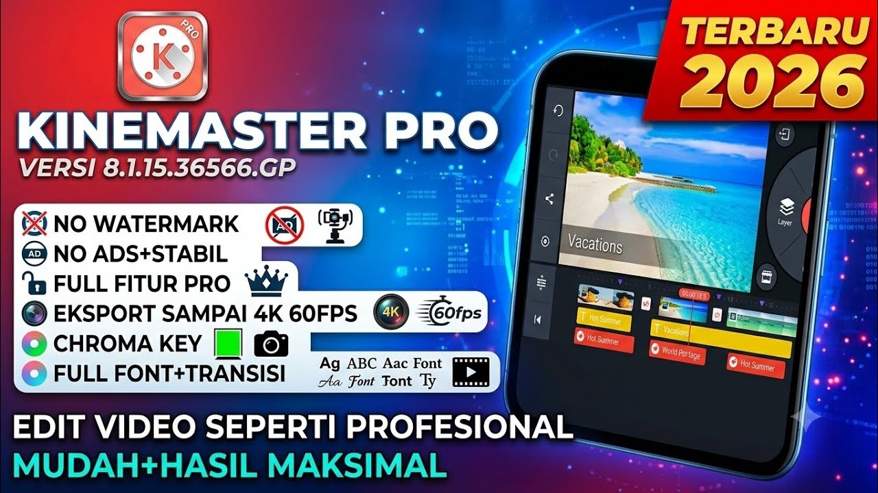 KINEMASTER PRO VERSI 8.1.15.36566.GP  TERBARU 2026 || SEMUA FITUR TERBUKA EDITING JADI MUDAH.