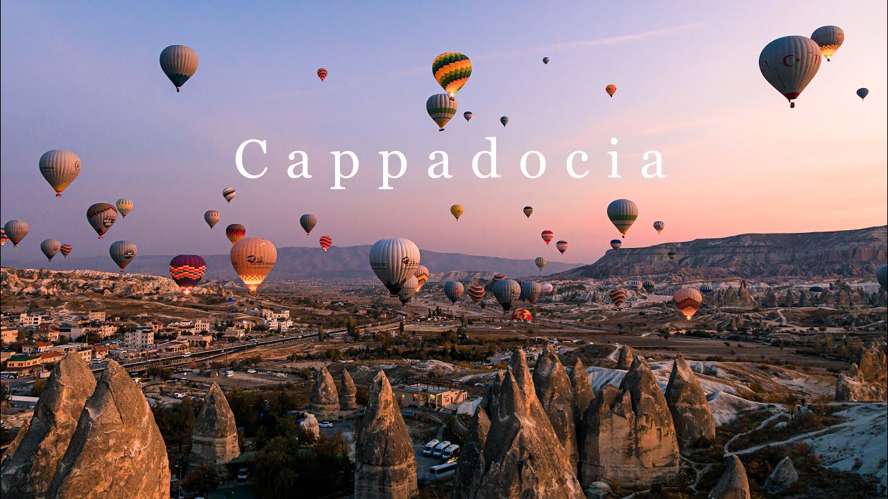 Турция, внесенная в список объектов Всемирного наследия, Каппадокия, съемка с дрона и воздушный шар