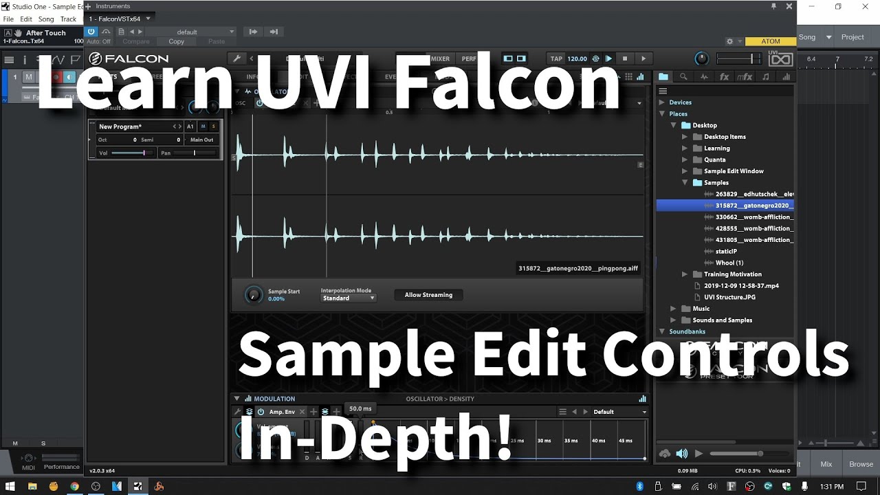 Изучите UVI Falcon 2 | Элементы управления редактированием сэмплов и базовый генератор сэмплов
