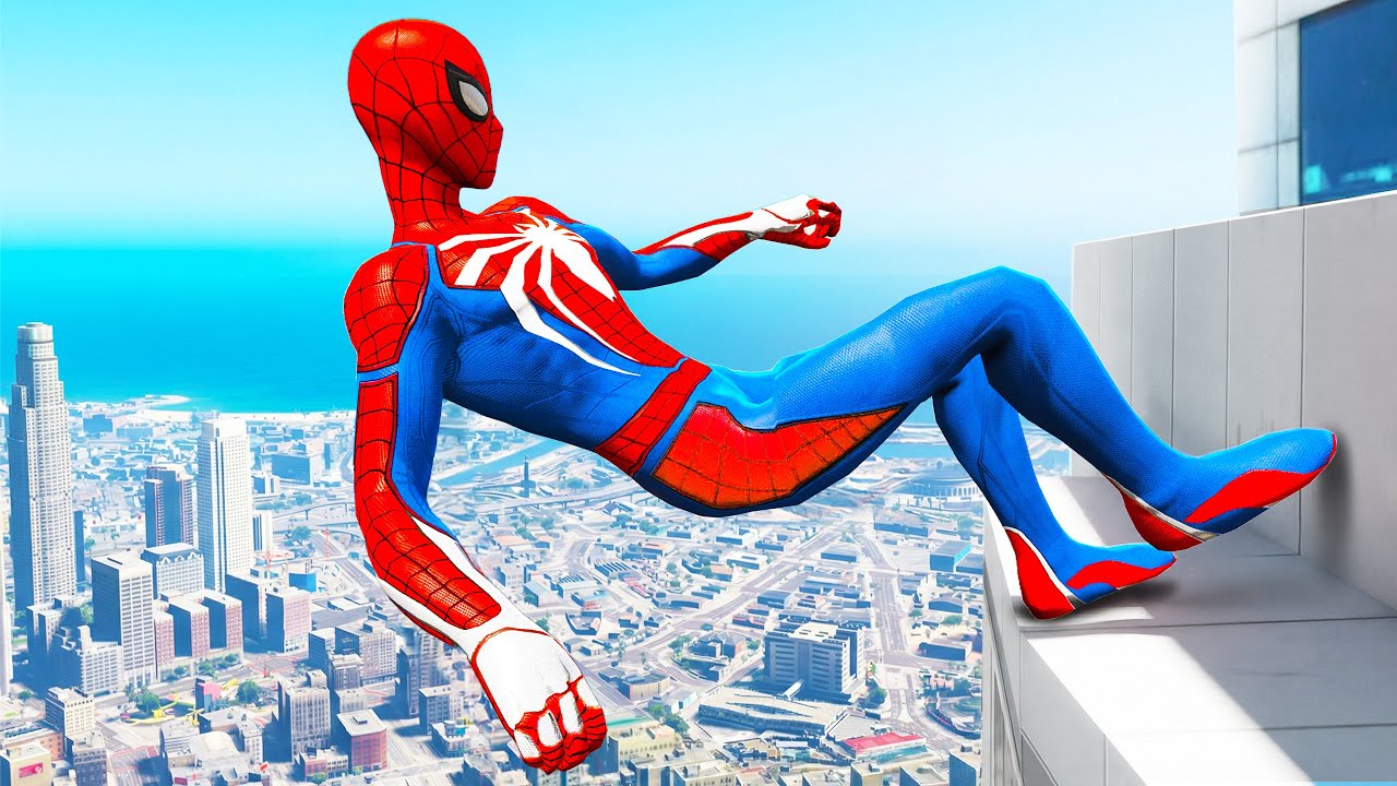 SPIDERMAN CRAZY JUMPS/FALLS #12 (GTA 5 Spider-Man Best Fails)