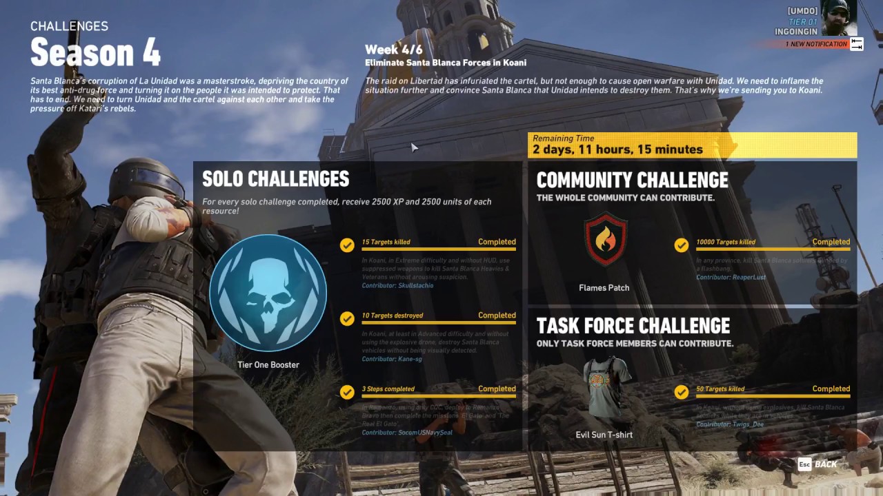 Ray Hayden Ghost Recon Wildlands Season 4, Week 4 Challenges