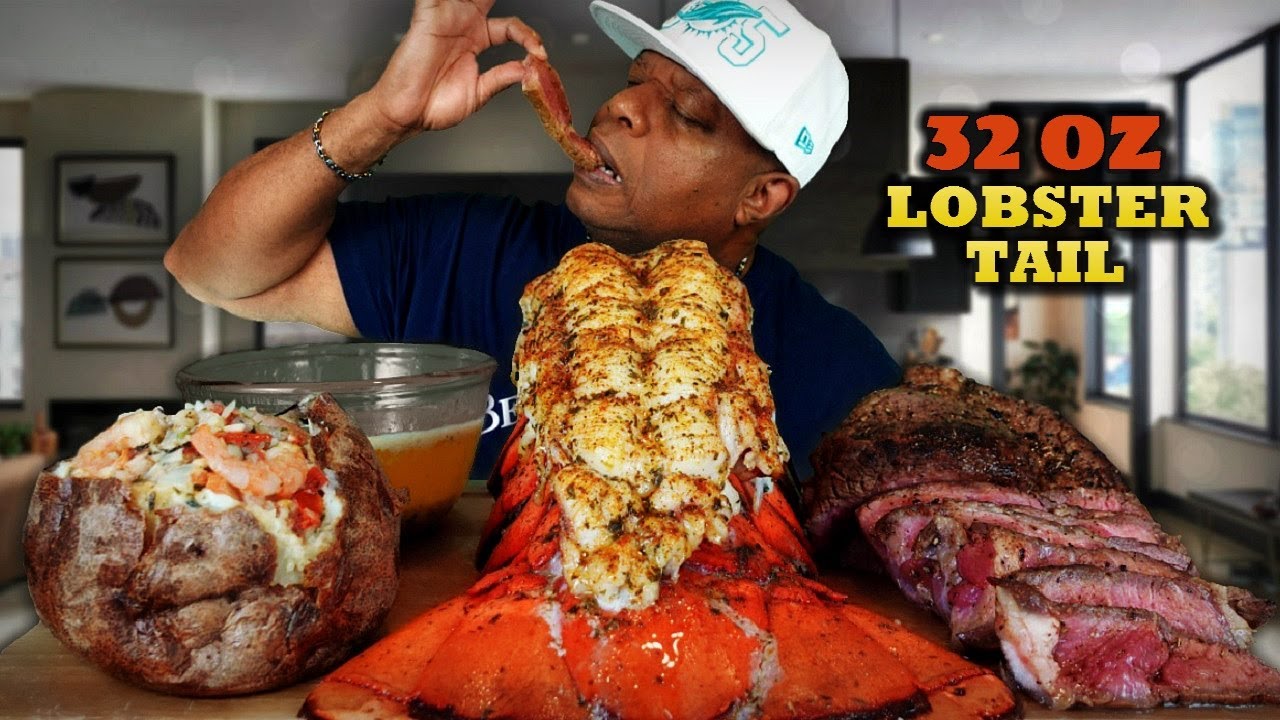 Surf N Turf | Giant 32oz Lobster Tail And Steak Mukbang 먹방