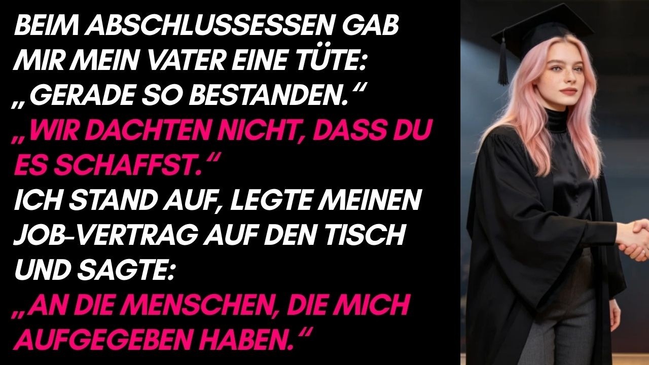 Papa gab mir „Gerade bestanden“-Tasche: „Dachten nicht, du schaffst es“. Dann stand ich auf und ging