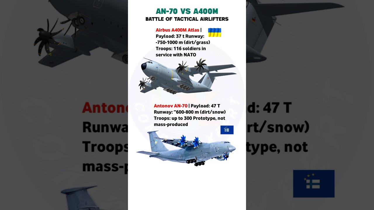 A400M Atlas vs An-70 | Tactical Airlifters Comparison! #shorts #short #military