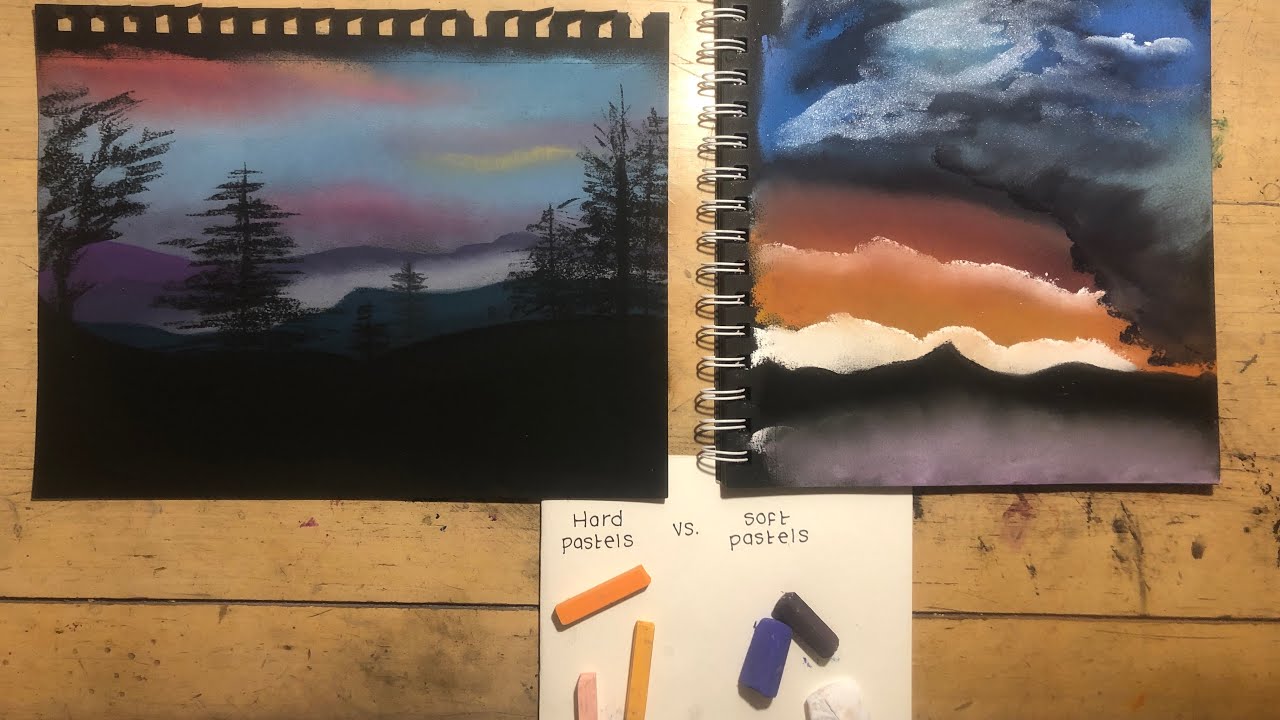 Hard pastels vs soft pastels, real-time landscape tutorial in soft pastel and hard pastel, nupastel