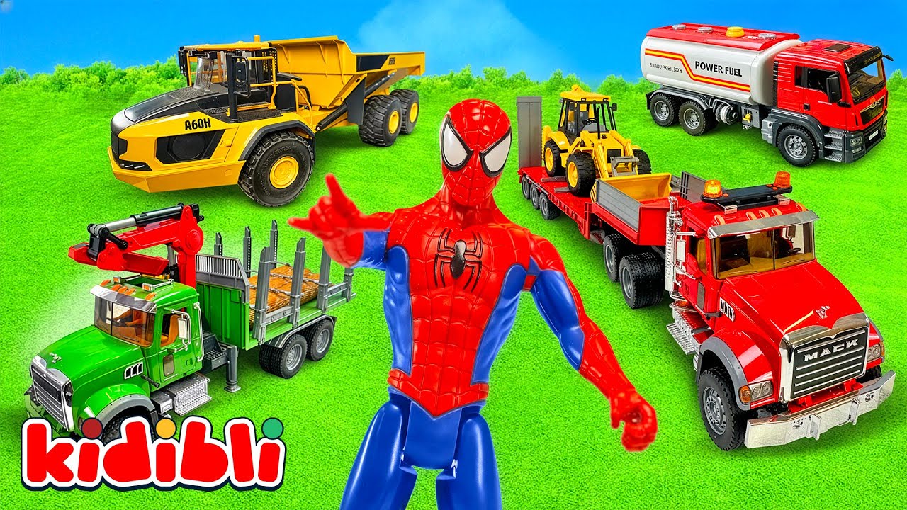 Spiderman libera i Camion Giocattolo dalla Valanga 🚛 Missione di Salvataggio per Bambini | Kidibli