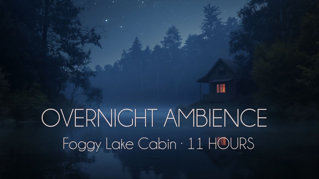 Foggy Lake Cabin Glow | Calm Night Ambience 11 Hours