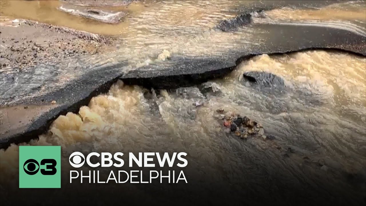 Main break in Philadelphia sends brown water gushing through streets, roadways