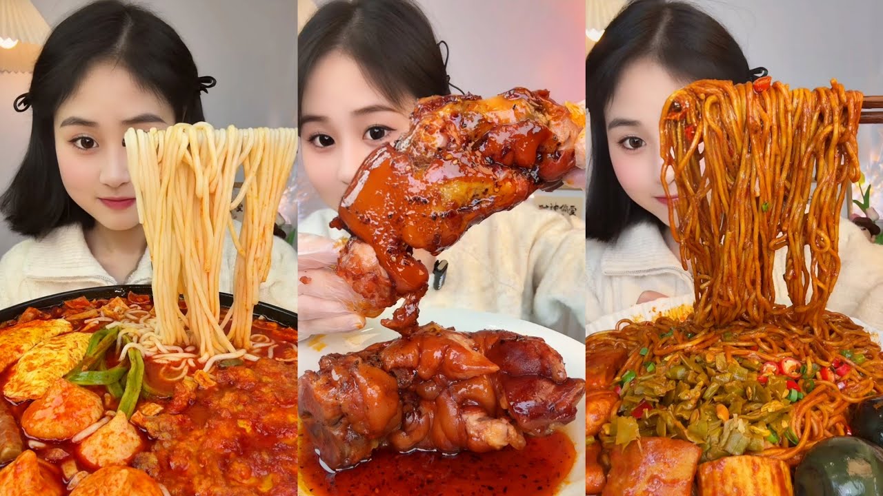 ASMR EATING SPICY AND HOT Korean Noodles 먹방 | Chinese Spicy Food ASMR 중국먹방 | ASMR Eating Video