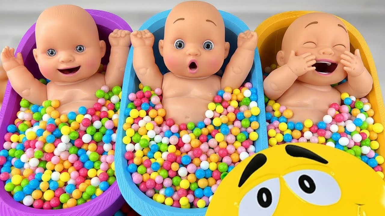 Full of 3 Rainbow BathTubs Candy with M&M's & Magic Slime Cutting Video