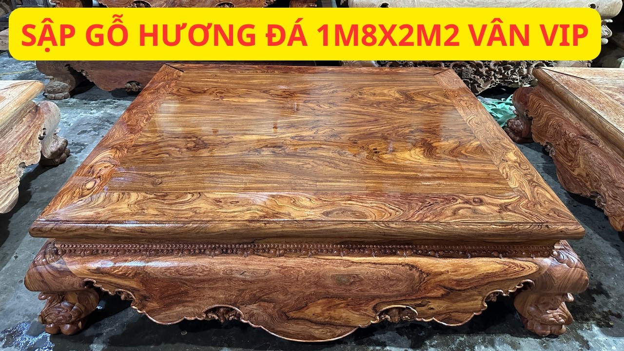 Sập Gỗ Hương Đá Kích Thước 1M8X2M2 Vân Siêu Vip