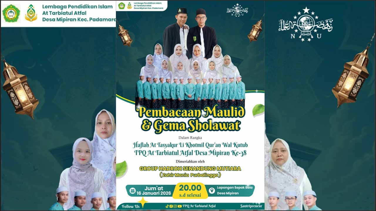 HAFLAH AT TAYAKUR LI KHOTMIL QUR'AN WAL KUTUB TPQ AT TARBIYATUL ATFAL DESA MIPIRAN KE 38