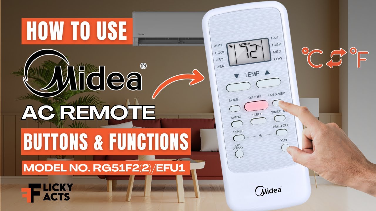 How to Use: Midea AC Remote Buttons & Functions | Heat Pump Remote Guide | Model No. RG51F2(2)/EFU1