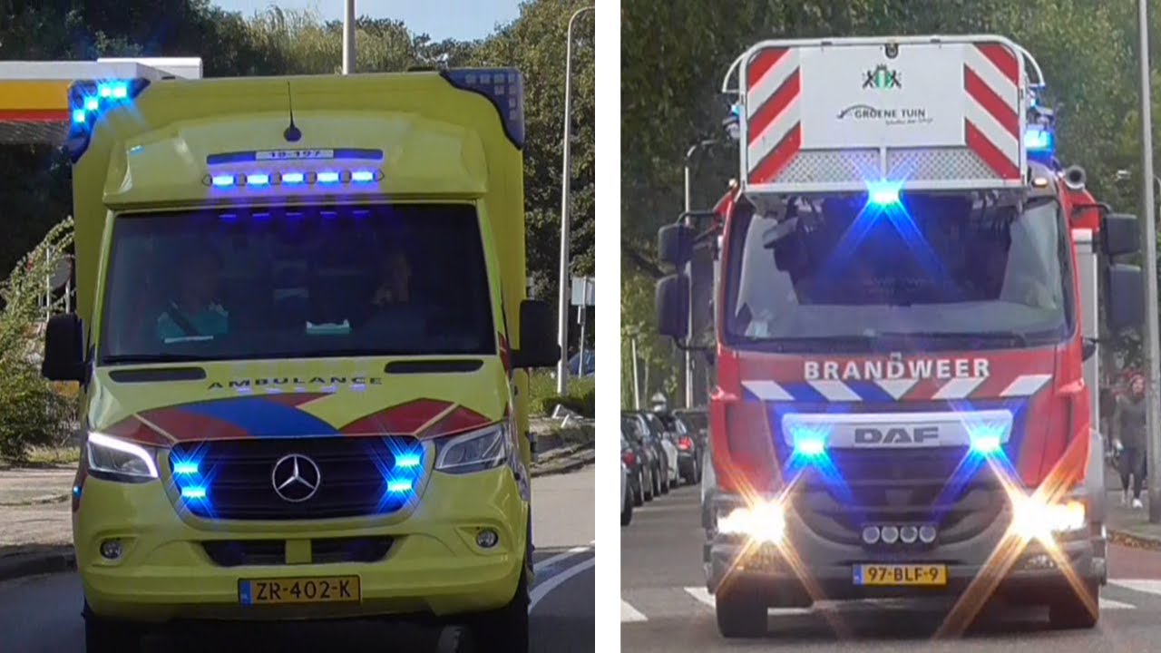 Brandweer Groene tuin 17-3751 met spoed naar afhijsing in Ridderkerk + ambulance 18-197 met spoed!