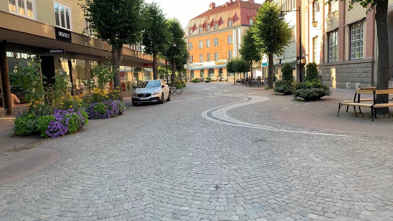 Sweden Walks: Katrineholm. Virtual walk through small town on a sleepy Sunday