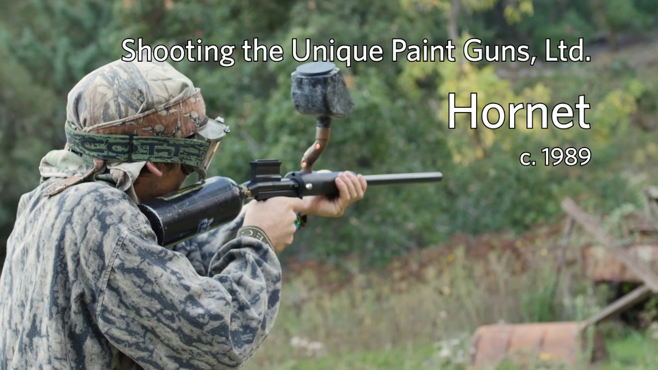 Shooting the Unique Paintguns Hornet Pump Paintball Gun c.1989
