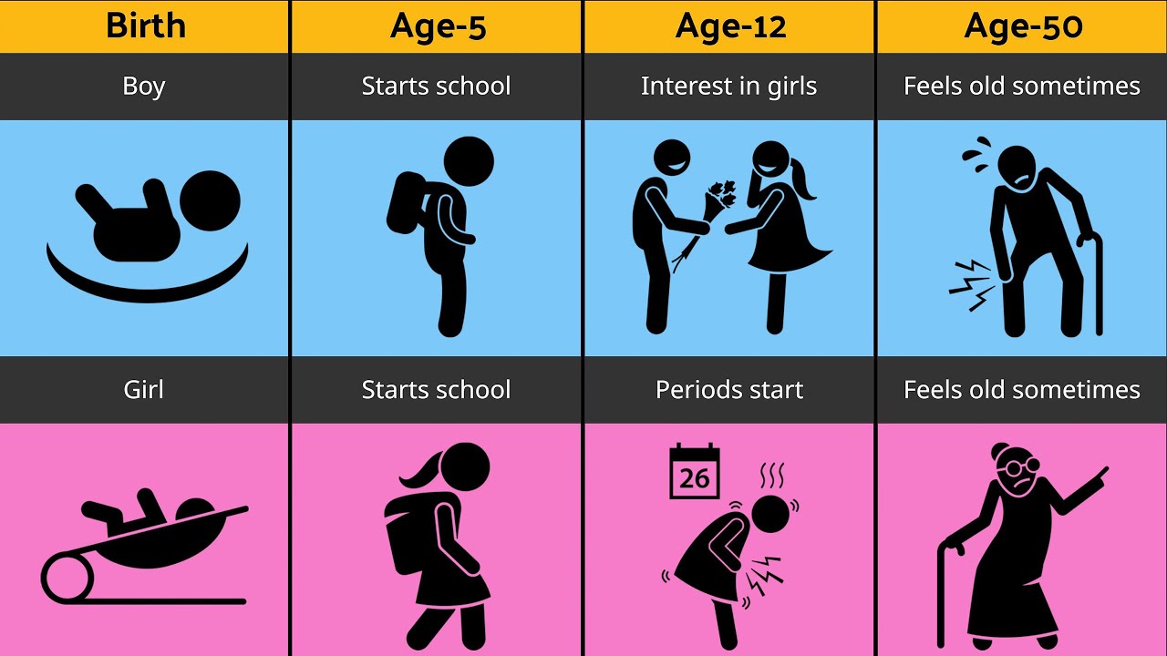 Male vs Female Life Timeline | Age 1 to 60 | Mind-Blowing Comparison!