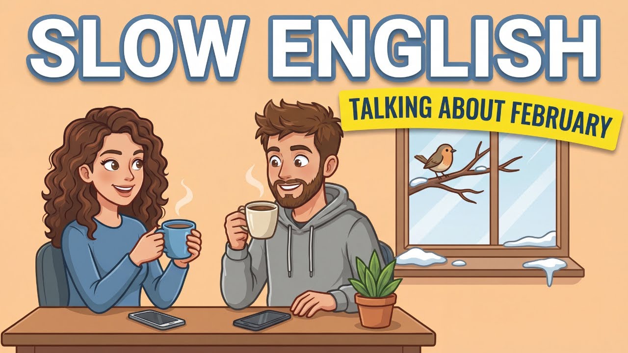 Slow English Conversation: Talking about February ☕️ | Real A1-A2 Listening Practice
