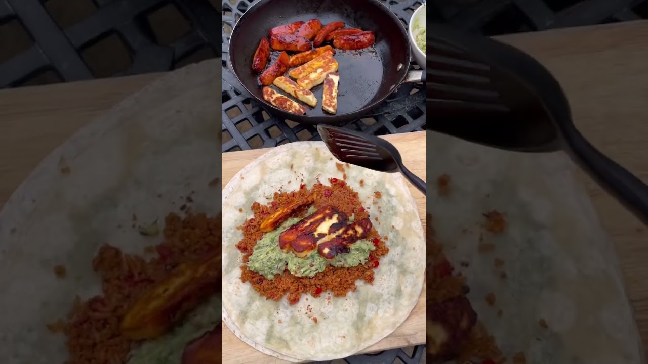 Made a #stuffedcrust #burrito with #pesto #halloumi and #chorizo 😋 #mexicanfood #comfortfood #tasty