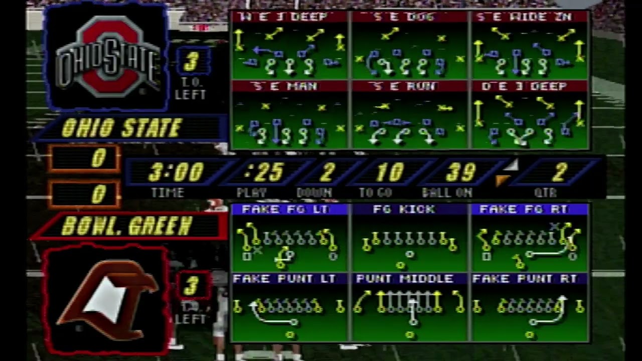 NCAA Football '98 (режим симуляции сезона — «Боулинг-Грин Фэлконс» против «Огайо Стэйт Бакайес»)