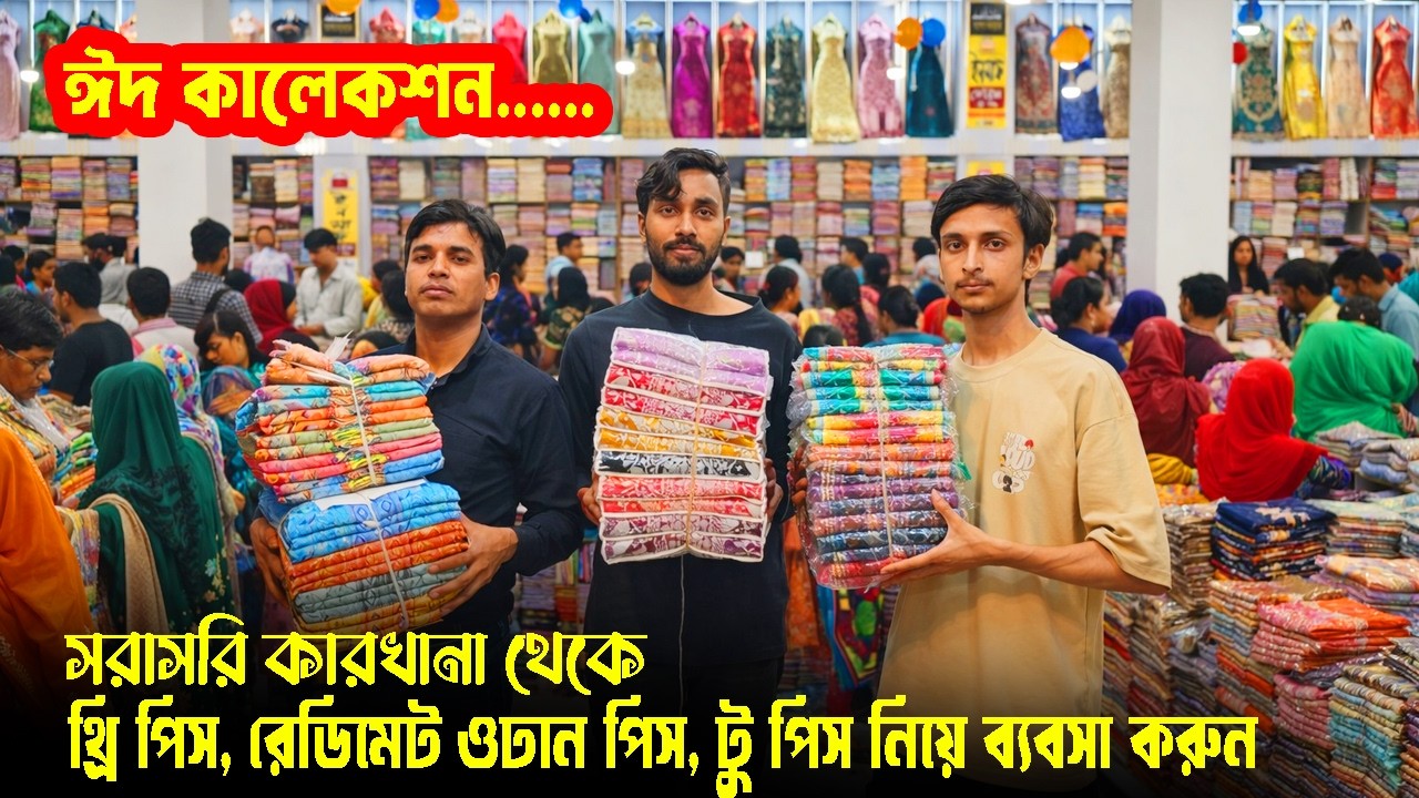 ঈদ উপলক্ষে থ্রি পিস পাইকারি মার্কেটে প্রচুর ভিড় | থ্রি পিস পাইকারি মার্কেট ইসলামপুর ঢাকা