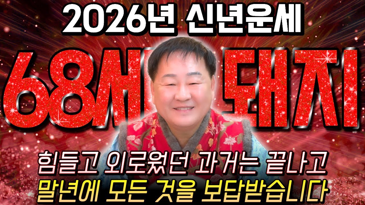 59년생 돼지띠 필수시청!✨2026년 1959년생 68세 돼지띠 신년운세✨1월부터 내 인생이 달라진다! 평생 놀고 먹을 금전 들어오고 문서,귀인까지 대박나는 59년생 운세