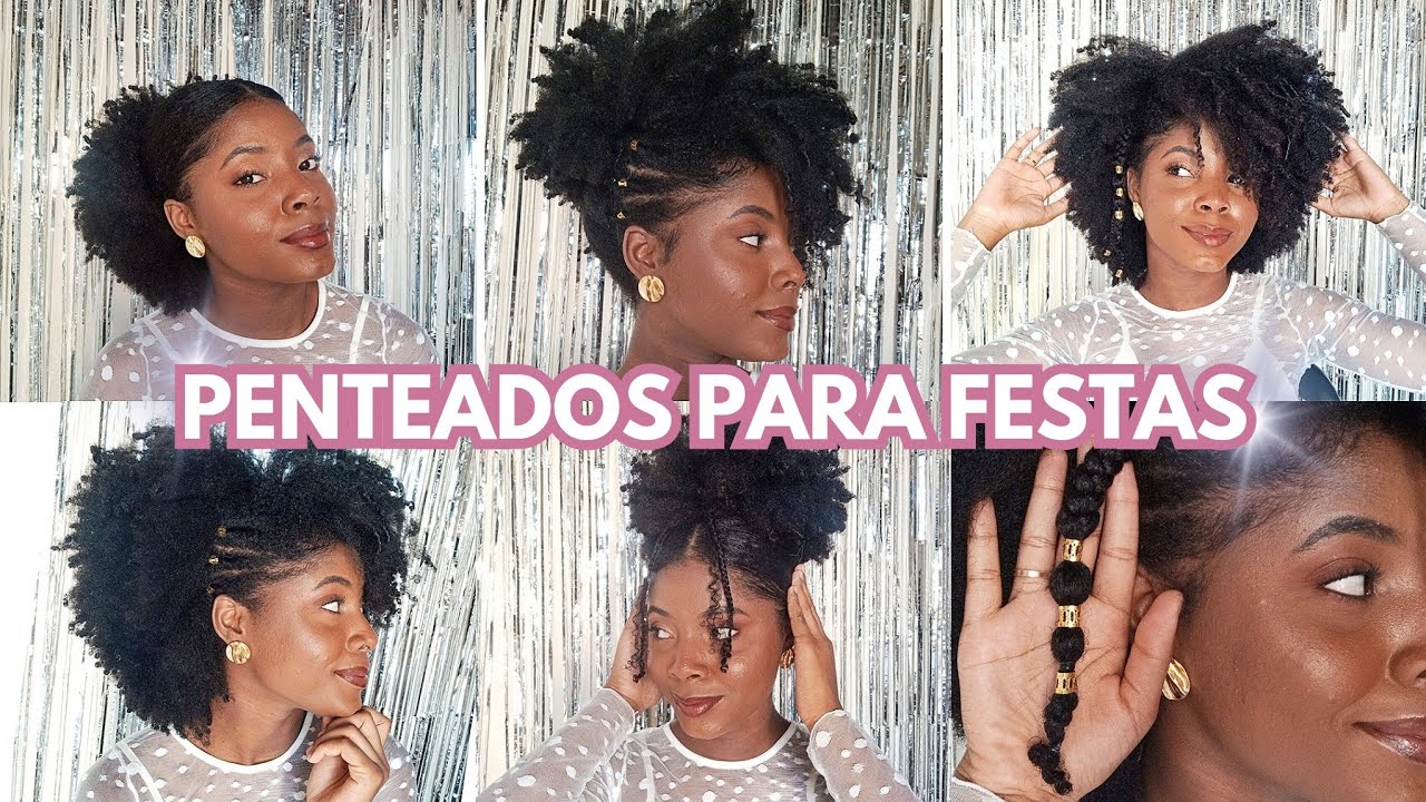 5 penteados para festas  (natal, réveillon, formatura, casamento) em cabelo crespo