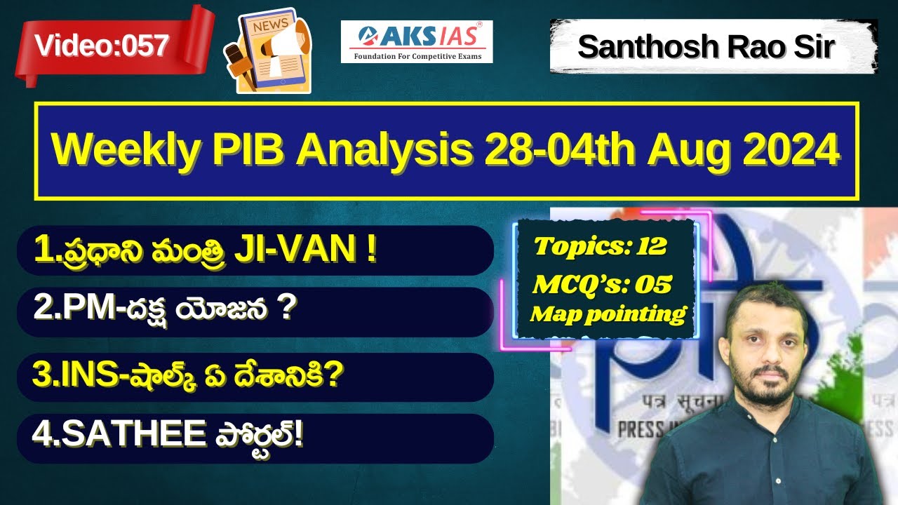 Weekly PIB Analysis in Telugu 28-04th August 2024||PIB analysis in Telugu by #santhoshraoupsc