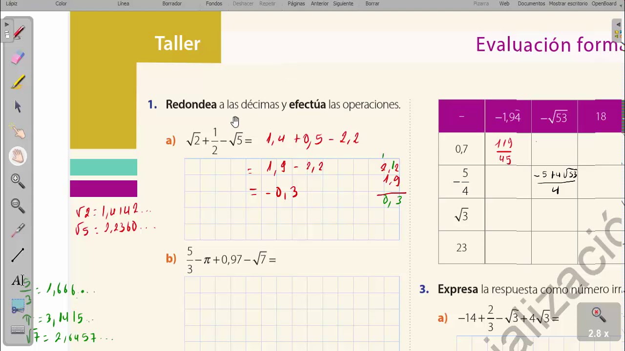 Taller,  pág. 22, 23 y 24,   9no de EGB, suma y resta de reales