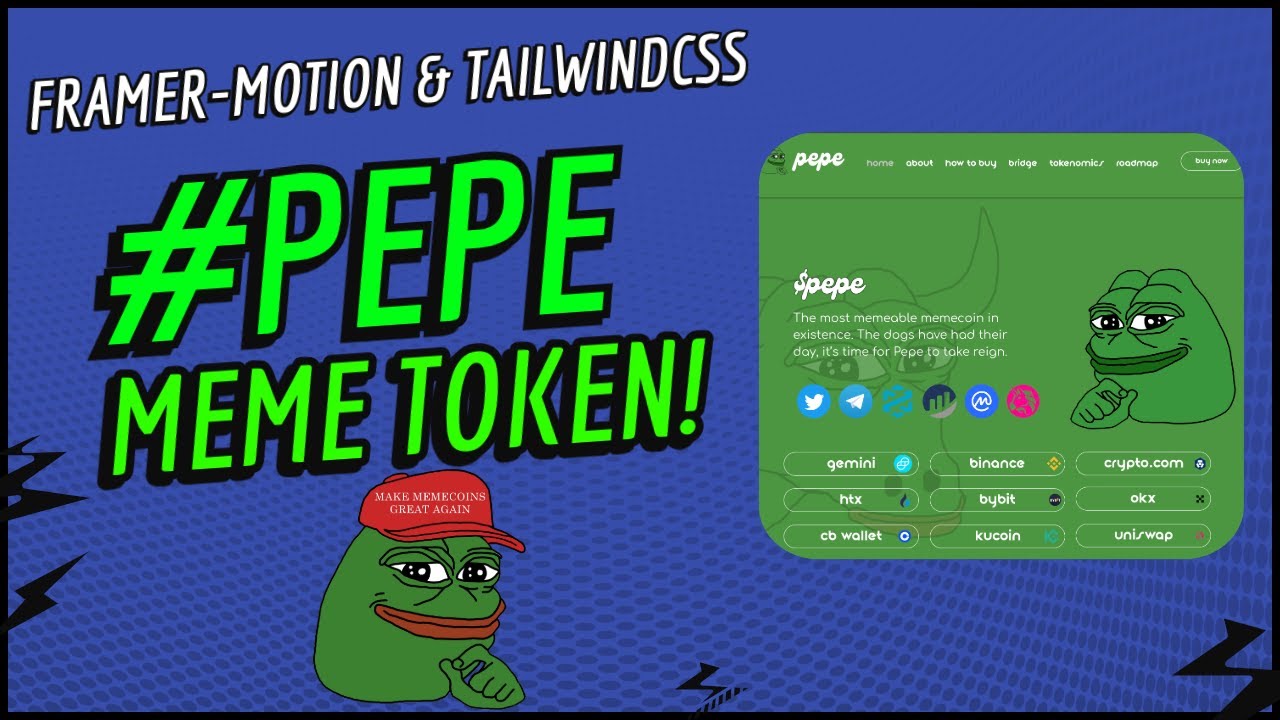 Build a $PEPE Cryptocurrency Landing Page with React, Tailwind & Framer Motion