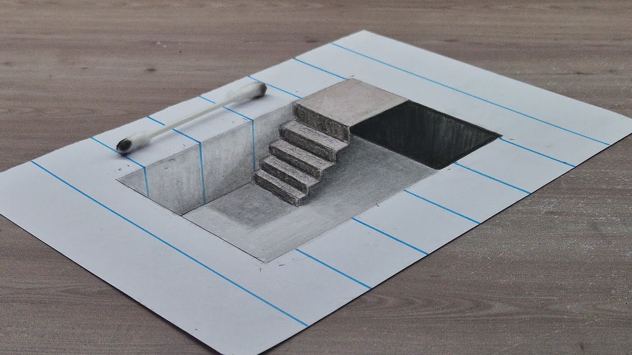 easy 3d drawing  stairs for beginners