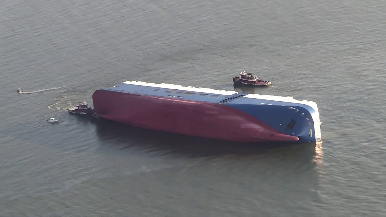 Golden Ray Overturned: Day 3 Aerial View 9-10-2019