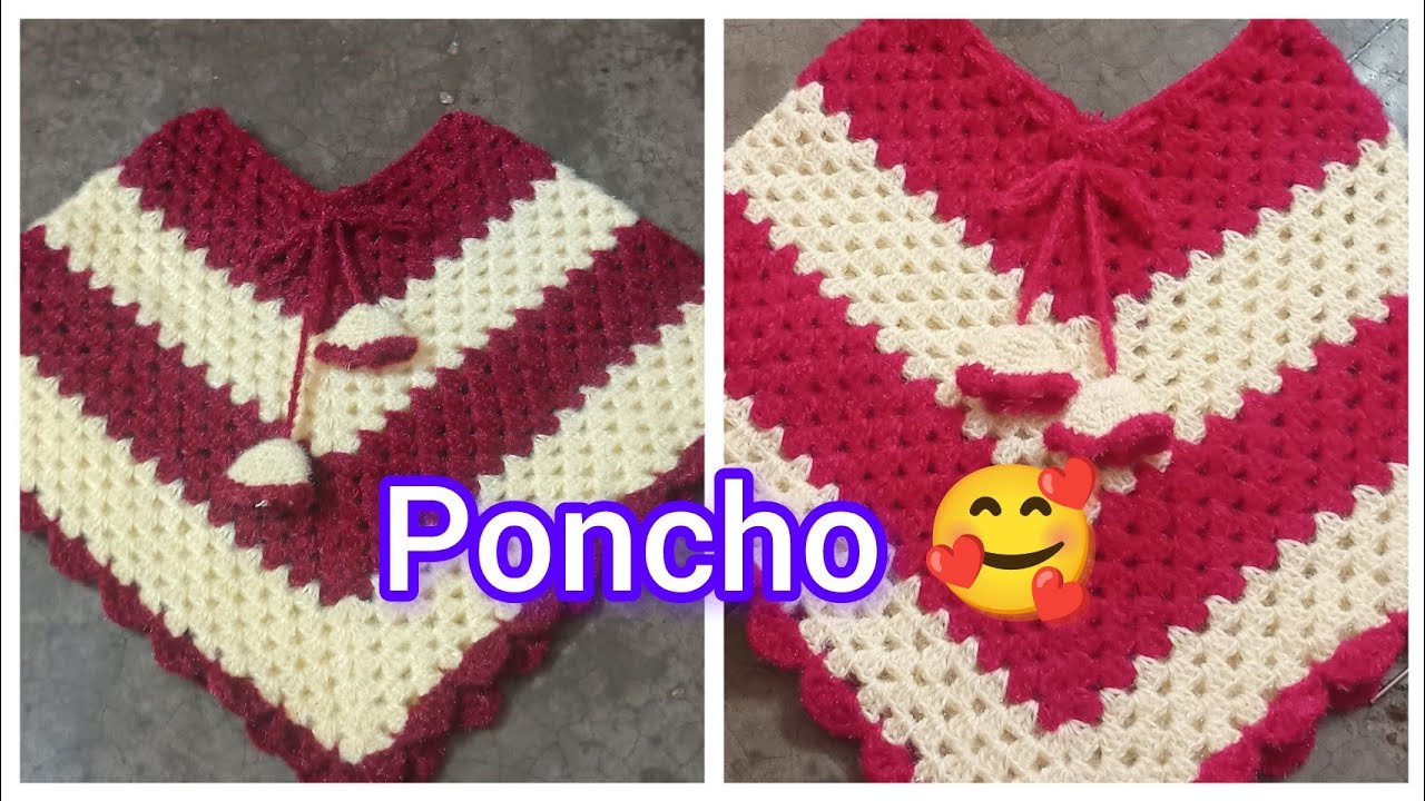 Crochet Poncho for 6-7 year girls #सबसे आसान poncho design #Crochet poncho Tutorial #Woolen sweater🥰