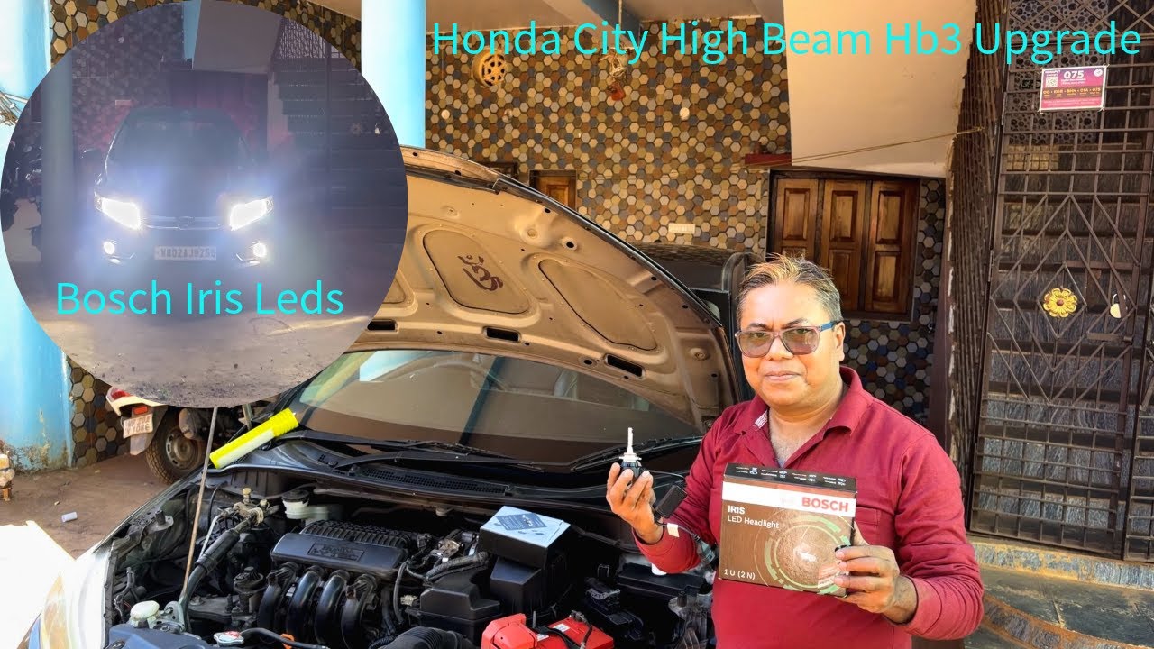 Обновление фар дальнего света Honda City с помощью HB3 до светодиодов Bosch Iris 